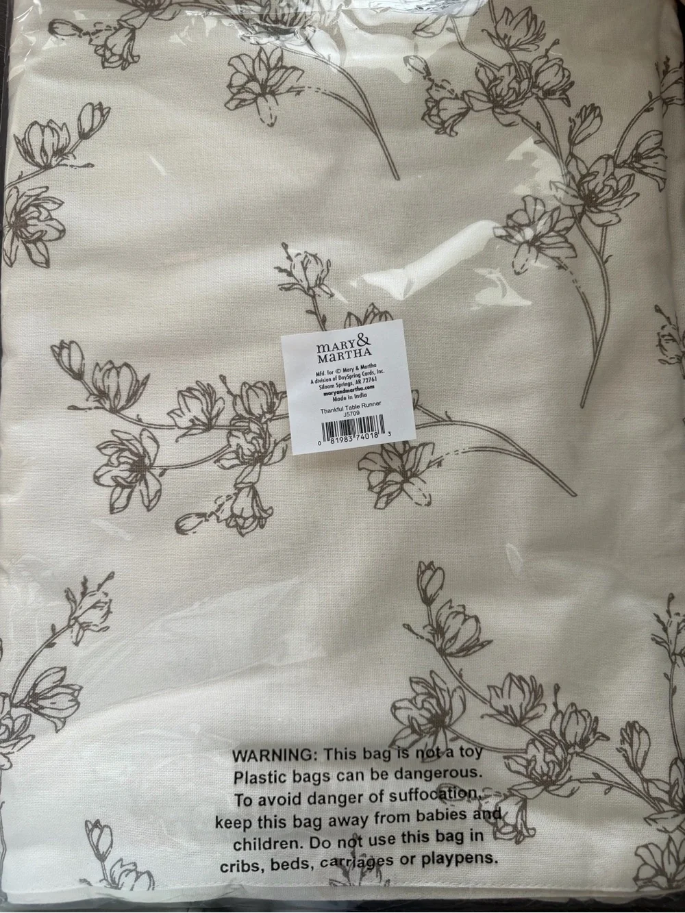 Mary & Martha Thankful Floral Table Runner NWT Tassel Farmhouse